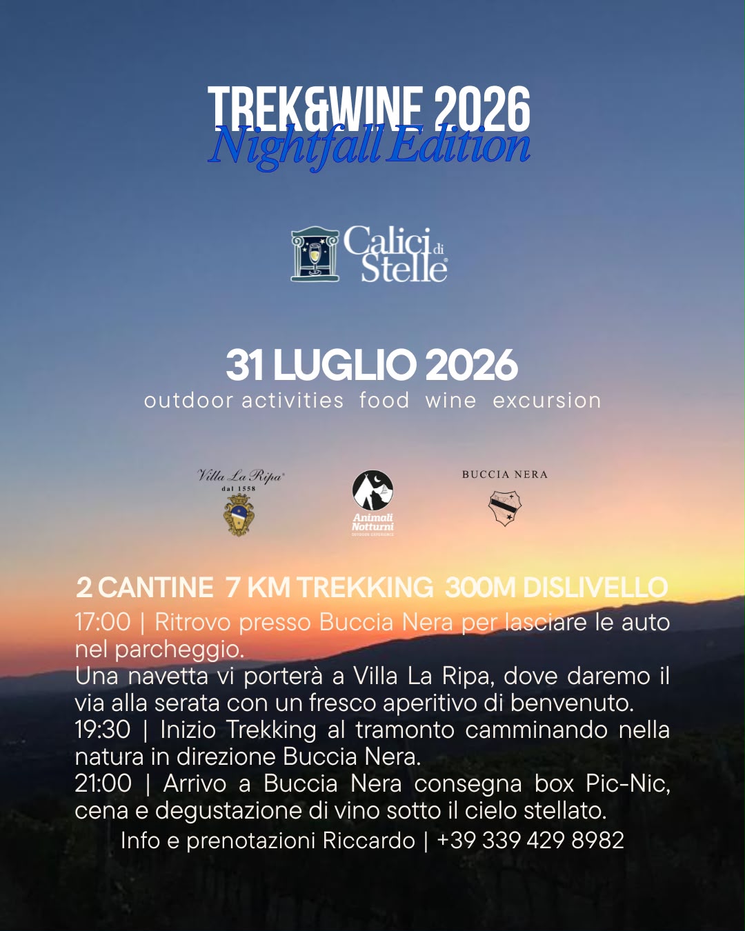 Trek&wine itinerante: Nightfall edition